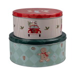 Det Gamle Apotek Plechová úložná dóza Christmas Holidays – set 2 ks, červená barva, kov