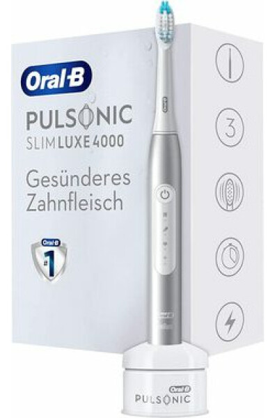 Oral-B Pulsonic Slim Luxe 4000 šedá / sonický zubní kartáček / 62000 stěrů za min. / 3 programy / časovač (4210201305644)