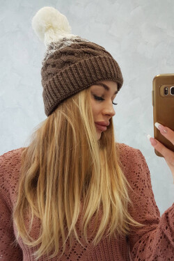Fleecová čepice Ilona K218 cappuccino+ecru UNI