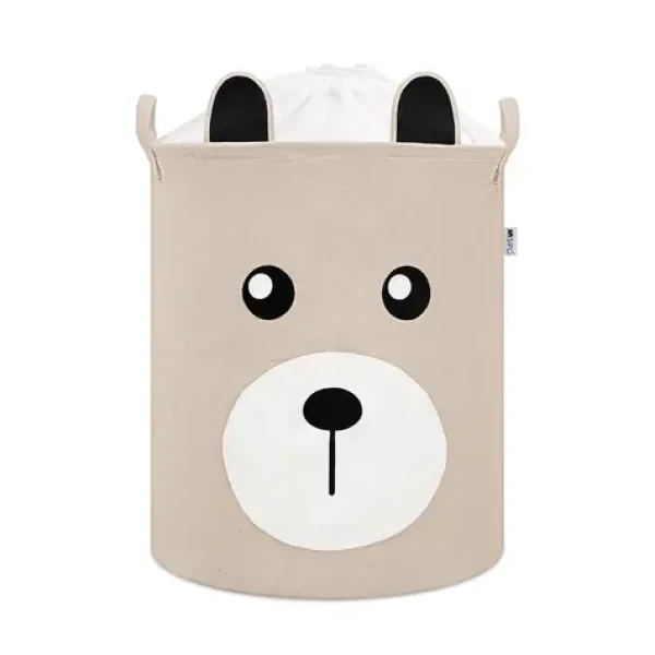 Sipo Koš na hračky se šňůrkou, skládací bavlněný / 43 l, Teddy Bear Beige (SPBT036)
