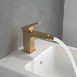 VILLEROY & BOCH - Architectura Square Bidetová baterie s výpustí, AquaSmart, kartáčované zlato TVB12500100076