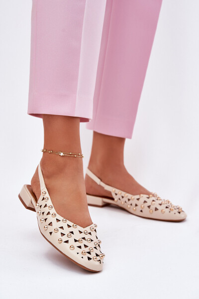 Ozdobené Baleríny Na Plochém Podpatku Béžové Nilarisela 40