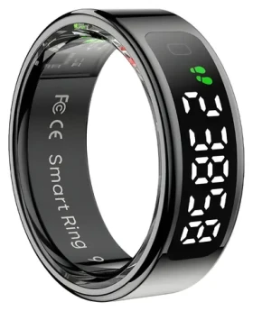 Colmi R12 vel. 7 17,9mm černá / Chytrý prsten / LED displej / Bluetooth 5.0 / 1ATM / výdrž 3-5 dní (R12 Black 7)