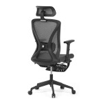 Kancelářská židle, šedá MESH, plastový kříž, opěrka nohou, posuvný sedák, 2D područky