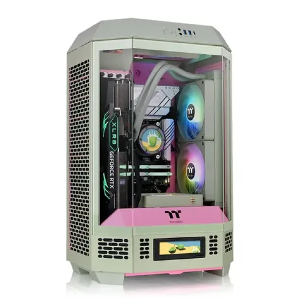 Thermaltake The Tower 300 šedo-růžová / micro ATX / 1x USB-C / 2x USB-A / bez zdroje / průhledná bočnice (CA-1Y4-00SJWN-00)