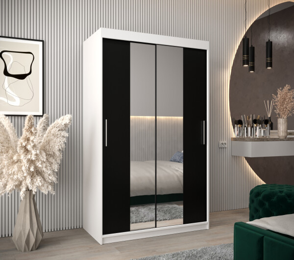 Šatní skříň Abi T1 Barva korpusu: Bílá, Rozměry: 120 cm, Dveře: Černá