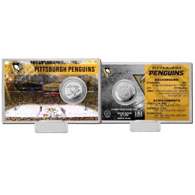 Highland Mint Sběratelská Pamětní mince Pittsburgh Penguins NHL Team History Silver Coin Card Limited Edition od 5000