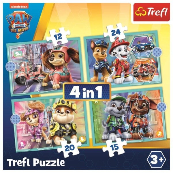 Puzzle Tlapková patrola ve filmu 4v1 (12,15,20,24 dílků)