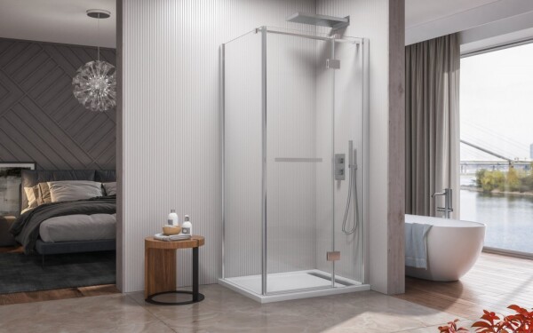 Aquatek - CRYSTAL R13 CHROM Sprchová zástěna čiré sklo 8mm 100x80x200cm CRYSTALR13