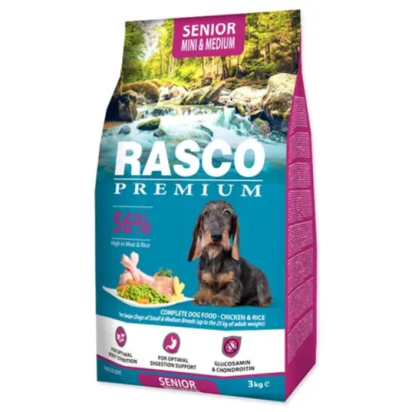 Rasco Premium Senior Mini Medium kuře s rýží 3kg / Granule pro starší psy (1704-10624)