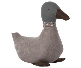 Maileg Lněný kačer Duck Boy, šedá barva, textil