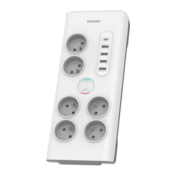Philips SPN7060WA/60 bílá / Přepěťová ochrana / 6 zásuvek 4x USB-A 1x USB-C (SPN7060WA/60)
