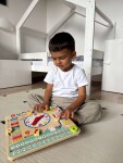 Mamido Dřevěné edukativní hodiny s puzzle - Barevné dny a měsíce