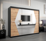 Šatní skříň Abi Bo Barva korpusu: Dub Sonoma, Rozměry: 150 cm, Dveře: Černá