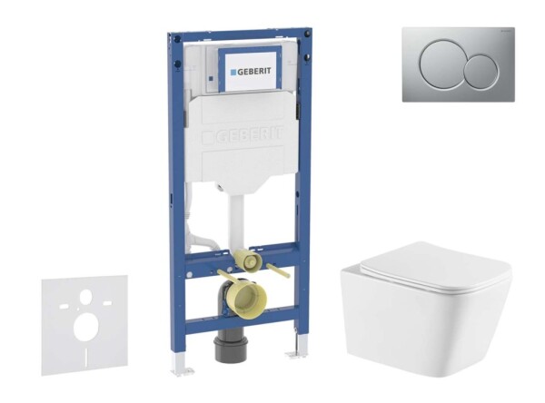 GEBERIT - Duofix Set předstěnové instalace, klozetu Arkas I a sedátka softclose, tlačítko Sigma01, lakovaný matný chrom SANI11CA2116