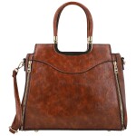 Luxusní dámská koženková kabelka do ruky Wieke, hnědá