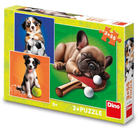 Puzzle 3x55 Psí sportovci