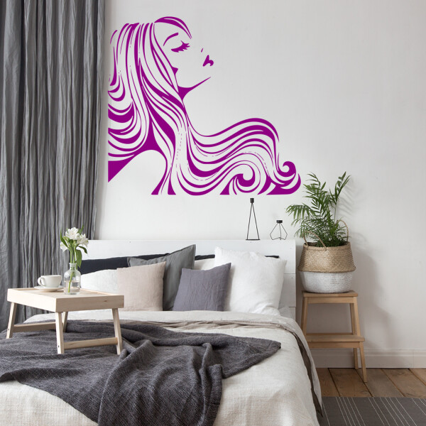 Samolepka Žena z profilu Barva: fialová, Velikost: 60 x 56 cm