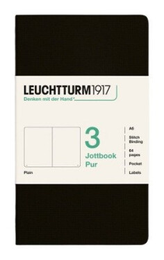 Zápisník Jottbook pur A6, 64l, čistý, Black, 3ks