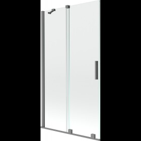MEXEN/S - Velar dvoukřídlá posuvná vanová zástěna 100 x 150, transparent, grafit metal 896-100-000-01-95