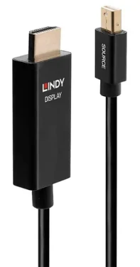 Lindy černá / Adaptér Mini DisplayPort - HDMI / 3 m / 4K 60Hz / HDR / aktivní (40923)
