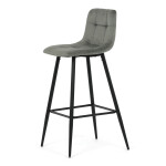 Židle barová, zelená látka, čtyřnohá kovová podnož, černý mat