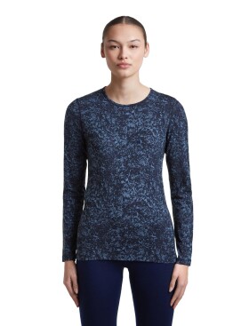 Dámské merino triko dlouhý rukáv ICEBREAKER Wmns Merino 200 Oasis LS Crewe Moss BloomAOP, Midnight Navy/Dawn/Aop velikost: S