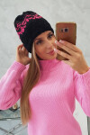 Dámská čepice Kira K374 black+pink UNI
