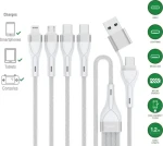 4smarts 541024 bílý / USB kabel / USB-A + USB-C - 2x USB-C + Lightning + microUSB / 1,2 m (541024)