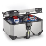 Obkev58A stříbrný horní kufr Givi Trekker Outback Evo hliníkový (Monokey topcase), bez zámku, 58 l.