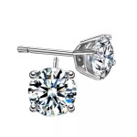 Royal Fashion stříbrné náušnice HA-XEZ001-SILVER-MOISSANITE