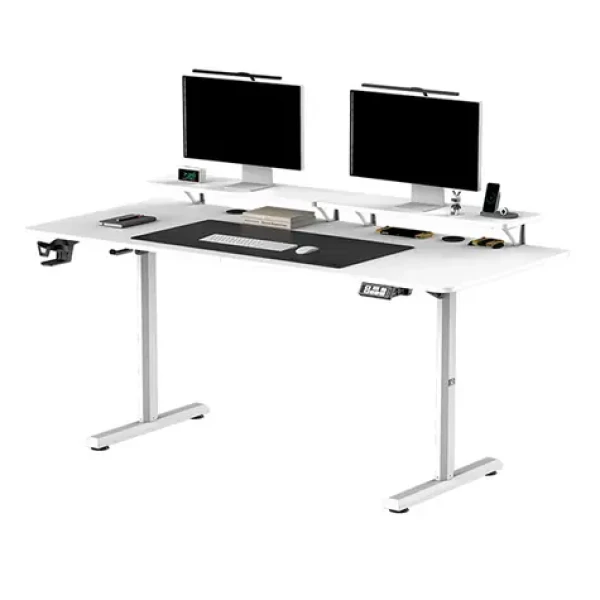ULTRADESK Highlander XXL bílá / Pracovní stůl / elektricky nastavitelná výška / 160x70 cm / 72-117 cm (UDESK-HGXL-WT)