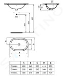 IDEAL STANDARD - Connect Umyvadlo pod desku, 550x380 mm, s přepadem, bílá E504801