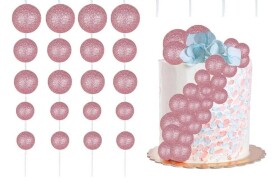 Dortisimo Zapichovací dekorace Koule růžové glitterové různé velikosti (20 ks)