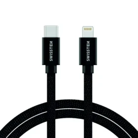 Swissten 71529201 textilní datový USB-C/Lightning, 2m, černý