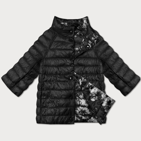 Černá oboustranná květovaná dámská bunda se 3/4 rukávy Minority (M23-7009-1) odstíny černé S (36)