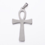 Přívěsek z nerezové oceli - ankh - platinový - 44 x 25 x 3 mm - 1 ks