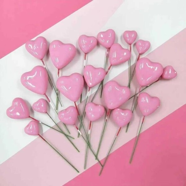 Dortisimo Zápich do dortu Srdíčka růžová různé velikosti (20 ks)