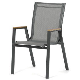 Zahradní židle, kov, síťovina, šedá, AZC-S1050 GREY