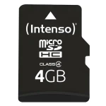 Intenso 4GB / Paměťová karta / MicroSDHC / Class 4 / 20 MB/s / vč. SD adaptéru (3403450)