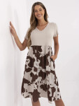 Dámské šaty DHJ SK 253701.80 Béžová s hnědou - FPrice béžová s hnědou one size
