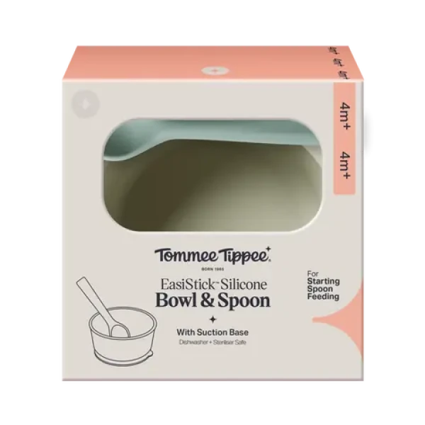 Tommee Tippee Silikonová mistička s přísavkou a lžičkou zelená (448741-T)
