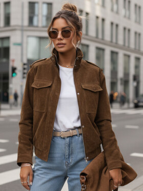 Dámská semišová velbloudí bunda typu bomber FashionStreet TY5578 M