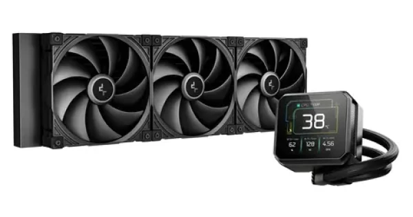 Deepcool Spartacus 420 černá / Vodní chladič CPU / 420mm radiátor / 3x 140mm ventilátor / ARGB / 3,4" IPS displej (R-SPT420-BKDSMP-G-1)