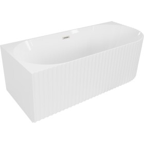 MEXEN/S - Gia volně stojící rohová vana reliéf levá 150 x 75, bílá lesk, sifon a přepad nikl kartáčovaný 52701507500L-97