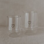 Eulenschnitt Dvoustěnná sklenice na cappuccino Heart 220 ml, čirá barva, sklo