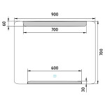 Nimco zrcadlo LED senzor 900 x 700 Model 22000 hliníkový rám ZP 22019V ZP 22019V
