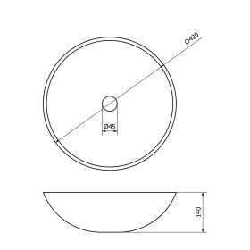 SAPHO - BLOK kamenné umyvadlo na desku Ø 42cm, bílá carrara mat 2401-42