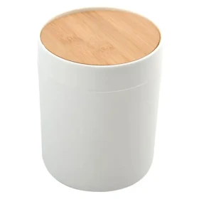 Spirella ALAIS výklopný koš 2.5 L bílý / plast / s bambusovým víkem (7610583225757)