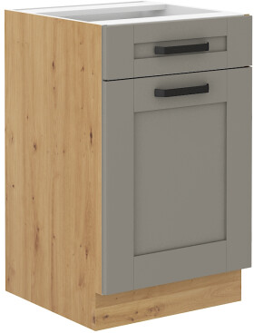 Spodní skříňka Luna 50 D 1F 1S BB - Premium Box Barva korpusu: Dub artisan, Barva dvířek: Clay Grey